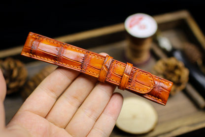 Patina Orange Alligator Leather Watch Strap Sizes 14mm 15mm 16mm 18mm 19mm 20mm 21mm 22mm 23mm 24mm Leather Watch Band Deployant Clasp Strap