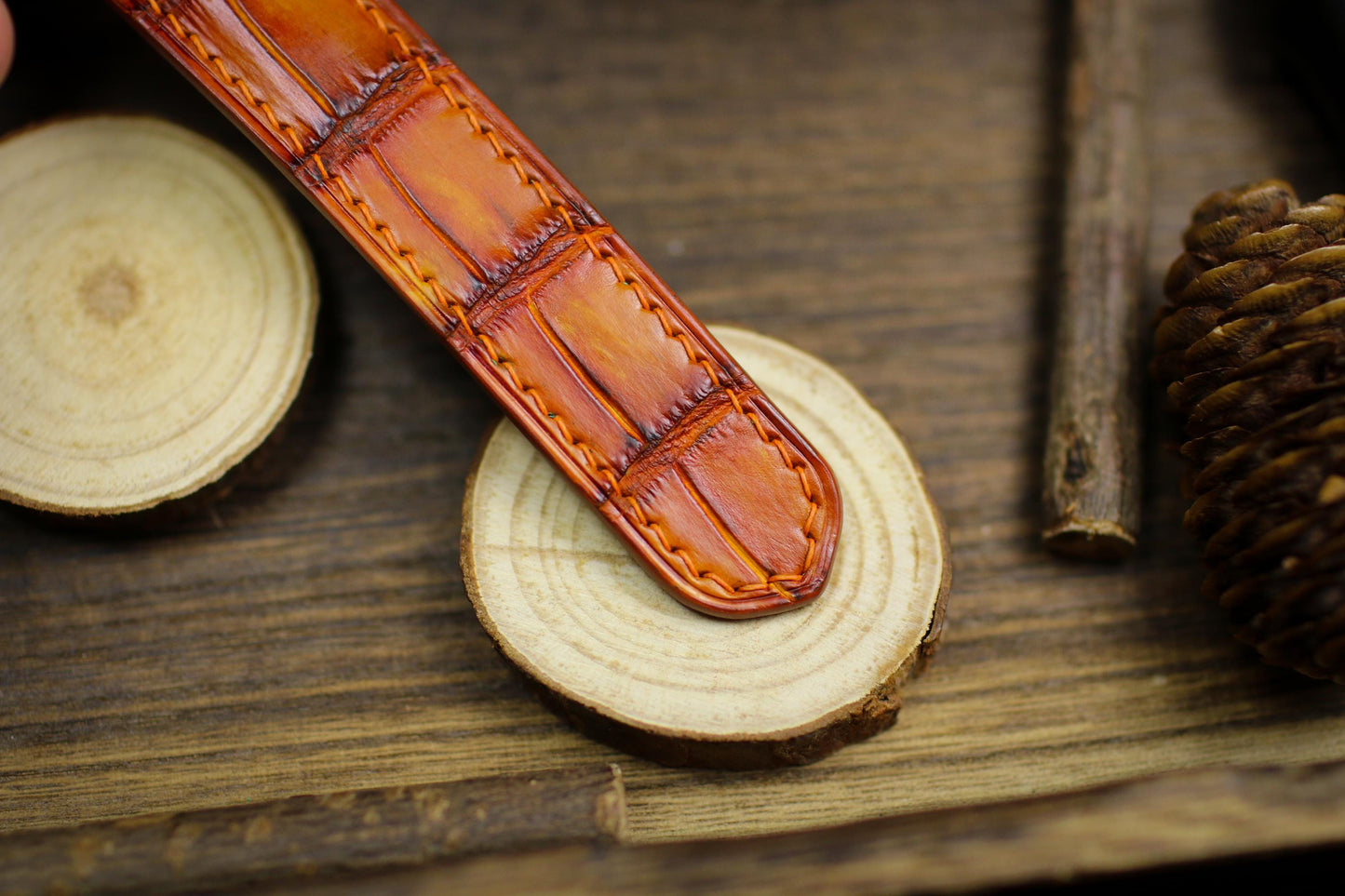 Patina Orange Alligator Leather Watch Strap Sizes 14mm 15mm 16mm 18mm 19mm 20mm 21mm 22mm 23mm 24mm Leather Watch Band Deployant Clasp Strap