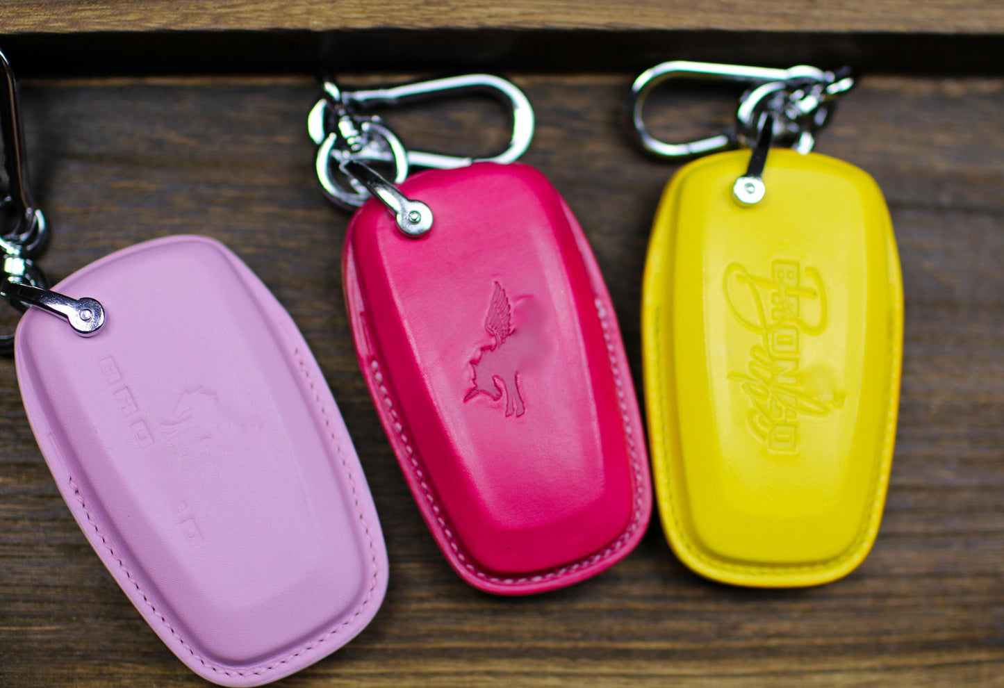 Leather Key Cover For Bronco Raptor Sport 2022 2023 2024 Big Bend Black Diamond Badlands Remote Case Keyless Holder Bronco Car Accessories