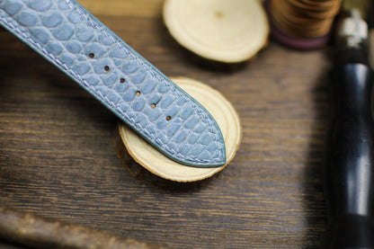 Light Grey Alligator Leather Watch Strap 24mm 22mm 21mm 20mm Handmade Gray Leather Watch Band Deployant Clasp Alligator Leather 18mm 16m