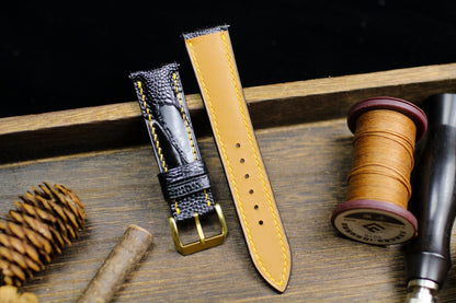 Black Ostrich Foot Leather Watch Strap 24mm 22mm 21mm 20mm Handmade Leather Watch Band Ostrich Leg Leather Strap Butterfly Clasp 18mm 16mm