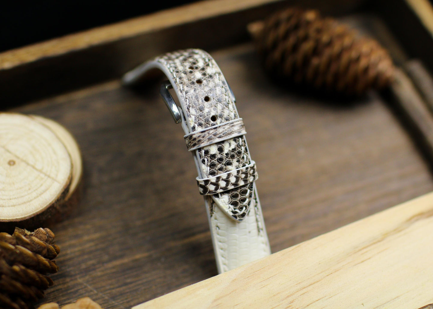 Black Mix White Lizard Leather Watch Strap 24mm 22mm 21mm 20mm Handmade Black and White Leather Watch Band Lizard Leather 18mm 16mm 14mm