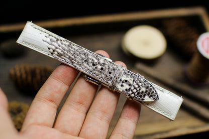 Black Mix White Lizard Leather Watch Strap 24mm 22mm 21mm 20mm Handmade Black and White Leather Watch Band Lizard Leather 18mm 16mm 14mm