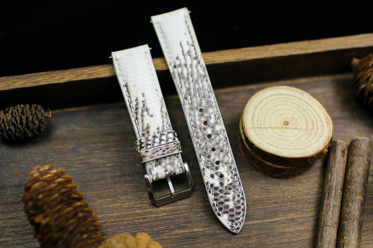 Himalaya Neutral White Lizard Leather Watch Strap 24mm 22mm 21mm 20mm Handmade Black White Leather Watch Band Lizard Leather 18mm 16mm 14mm