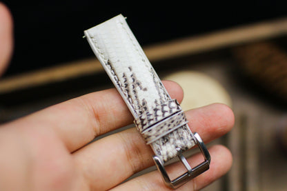 Himalaya Neutral White Lizard Leather Watch Strap 24mm 22mm 21mm 20mm Handmade Black White Leather Watch Band Lizard Leather 18mm 16mm 14mm