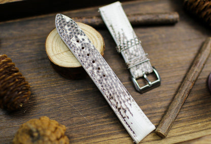 Himalaya Neutral White Lizard Leather Watch Strap 24mm 22mm 21mm 20mm Handmade Black White Leather Watch Band Lizard Leather 18mm 16mm 14mm