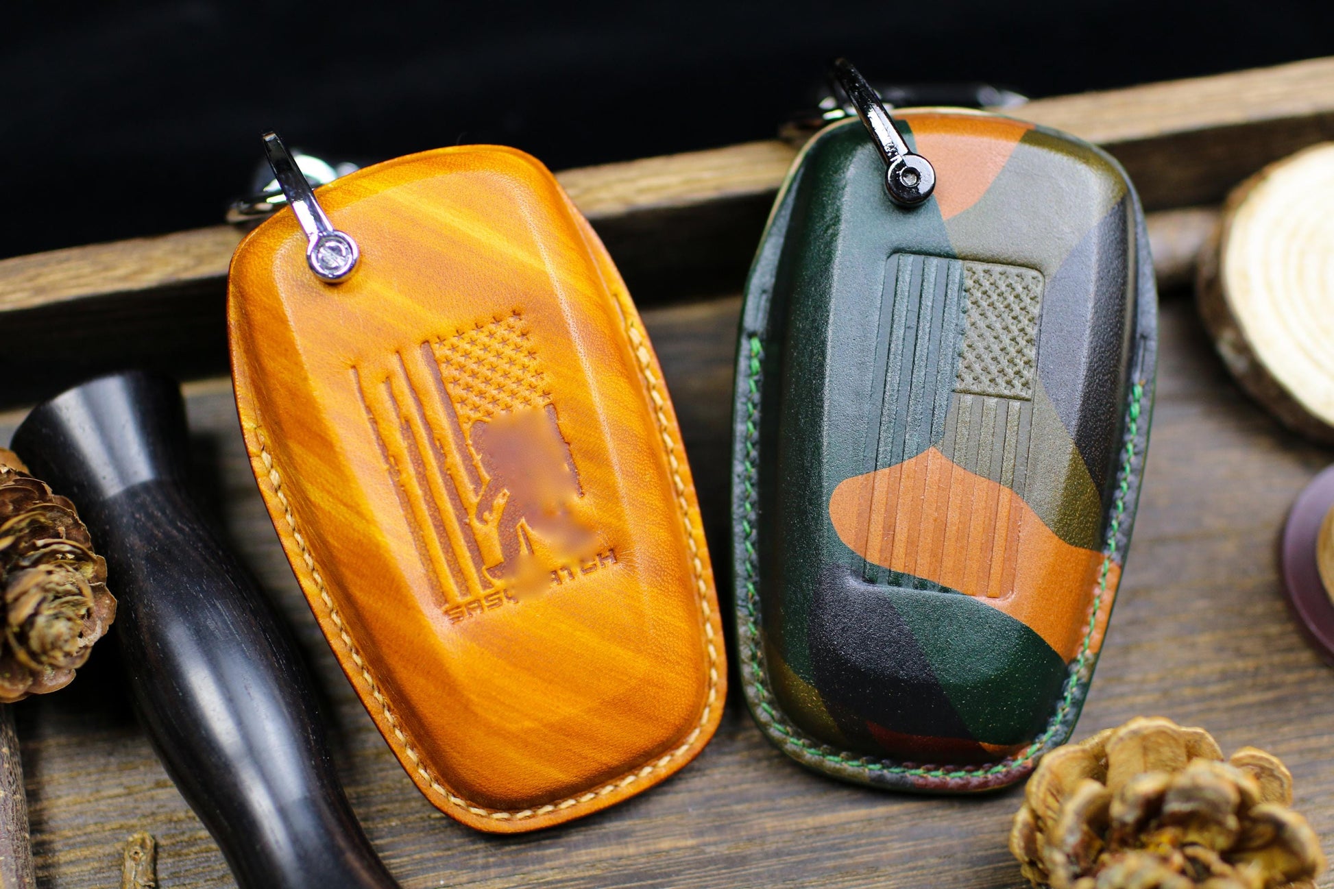 Leather Key Cover For Bronco Raptor Sport 2022 2023 2024 Big Bend Black Diamond Badlands Remote Case Keyless Holder Bronco Car Accessories