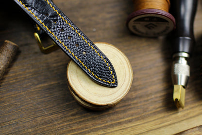 Black Ostrich Foot Leather Watch Strap 24mm 22mm 21mm 20mm Handmade Leather Watch Band Ostrich Leg Leather Strap Butterfly Clasp 18mm 16mm