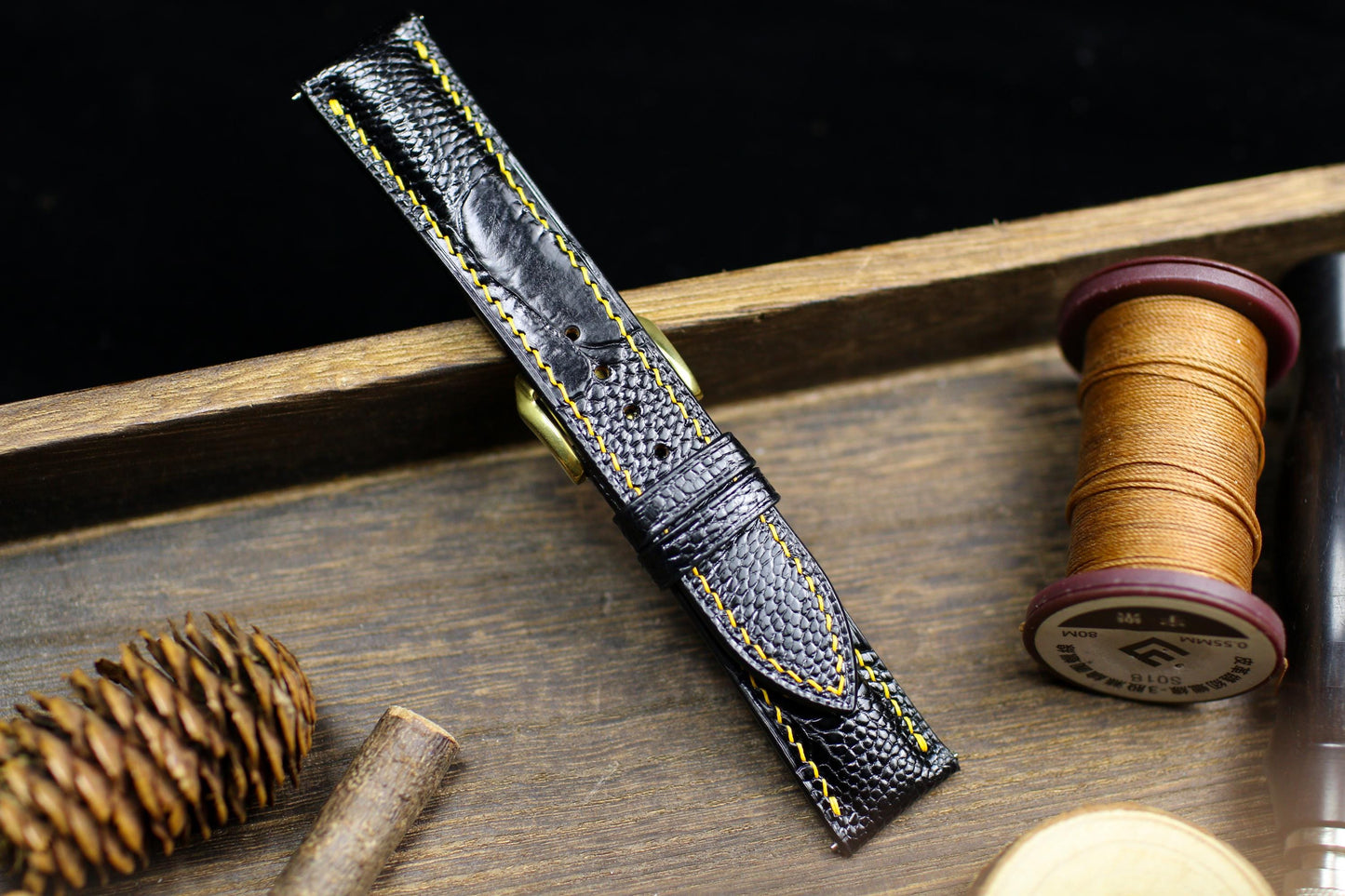 Black Ostrich Foot Leather Watch Strap 24mm 22mm 21mm 20mm Handmade Leather Watch Band Ostrich Leg Leather Strap Butterfly Clasp 18mm 16mm