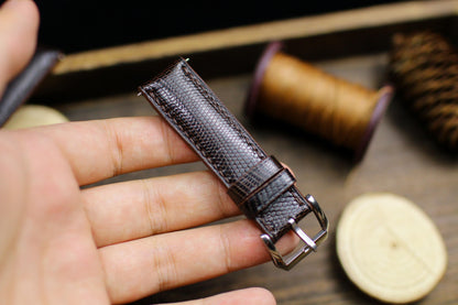 Dark Brown Lizard Leather Watch Strap 24mm 22mm 21mm 20mm Handmade Brown Leather Lizard Watch Band Lizard Leather Watch Strap 18mm 16mm 14mm