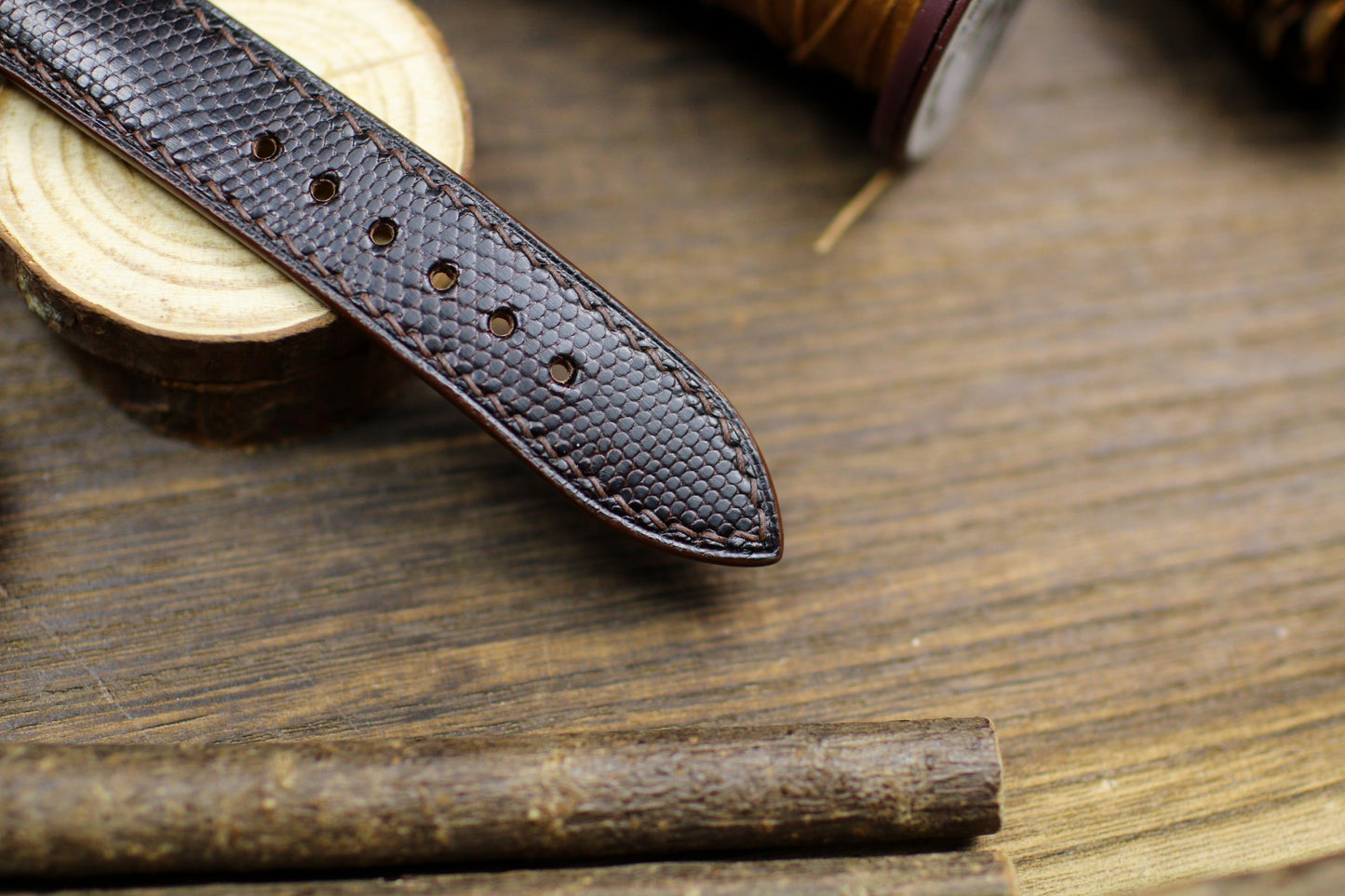 Dark Brown Lizard Leather Watch Strap 24mm 22mm 21mm 20mm Handmade Brown Leather Lizard Watch Band Lizard Leather Watch Strap 18mm 16mm 14mm