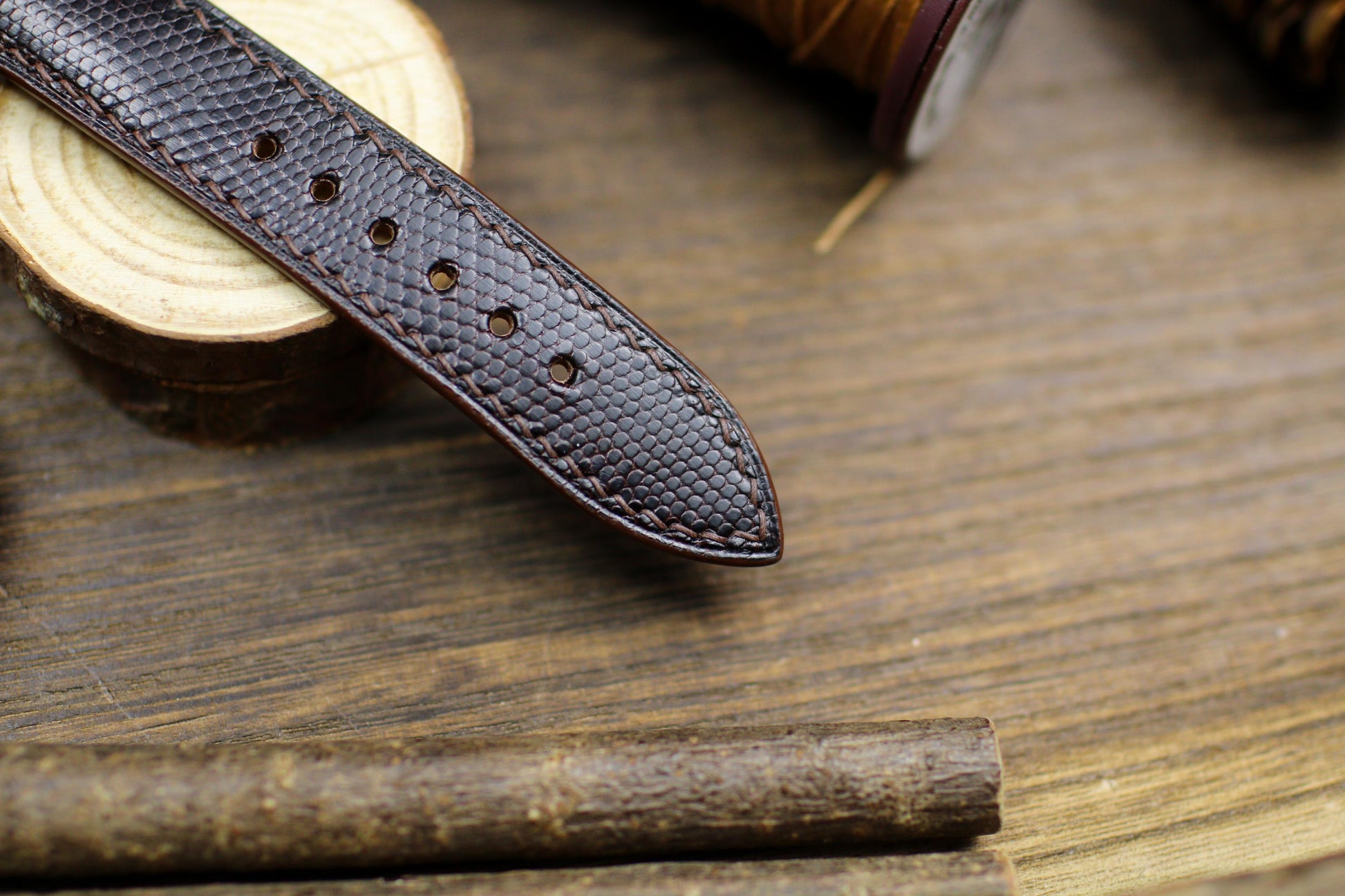 Dark Brown Lizard Leather Watch Strap 24mm 22mm 21mm 20mm Handmade Brown Leather Lizard Watch Band Lizard Leather Watch Strap 18mm 16mm 14mm