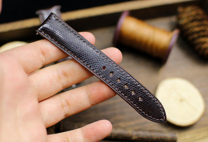 Dark Brown Lizard Leather Watch Strap 24mm 22mm 21mm 20mm Handmade Brown Leather Lizard Watch Band Lizard Leather Watch Strap 18mm 16mm 14mm