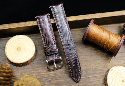 Dark Brown Lizard Leather Watch Strap 24mm 22mm 21mm 20mm Handmade Brown Leather Lizard Watch Band Lizard Leather Watch Strap 18mm 16mm 14mm