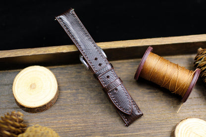 Dark Brown Lizard Leather Watch Strap 24mm 22mm 21mm 20mm Handmade Brown Leather Lizard Watch Band Lizard Leather Watch Strap 18mm 16mm 14mm
