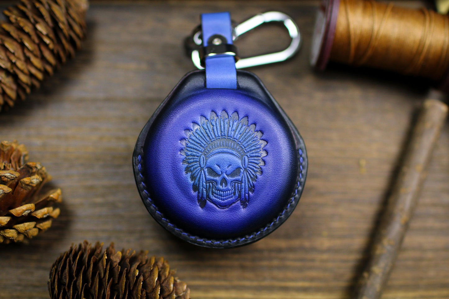 2025 Indians Leather Key Fob Case Motorcycle Fit for Chief Scout Bobber FTR Springfield Roadmaster Fob Case Chieftain Holster Dakota Spirit