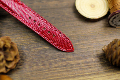 Dark Red Oxblood Lizard Leather Watch Strap 24mm 22mm 21mm 20mm Handmade Cherry Red Leather Watch Band Lizard Leather 18mm 16mm 14mm