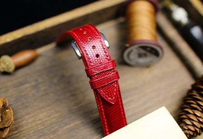 Dark Red Oxblood Lizard Leather Watch Strap 24mm 22mm 21mm 20mm Handmade Cherry Red Leather Watch Band Lizard Leather 18mm 16mm 14mm
