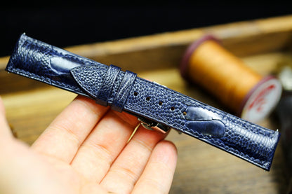 Dark Navy Blue Ostrich Foot Leather Watch Strap 24mm 22mm 21mm 20mm Leather Watch Band Deployant Clasp Ostrich Leg Leather 18mm 16mm 14mm