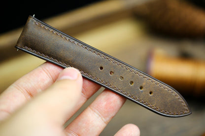 Waxy Brown Maya Leather Watch Strap 24mm 22mm 21mm 20mm Leather Watch Band Deployant Clasp  Brown Wood Maya Leather 18mm 16mm 14mm 12mm