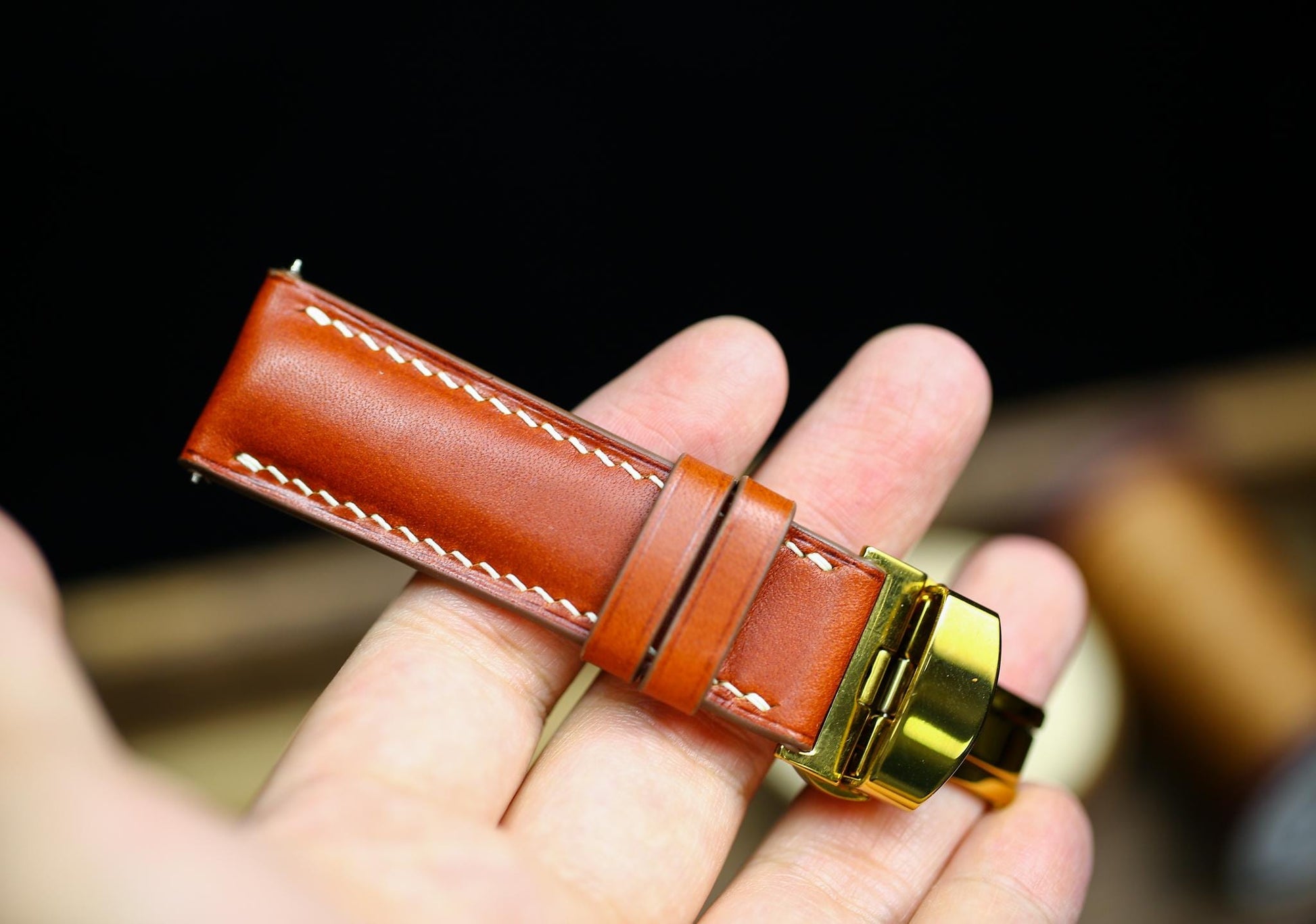 British Tan Vachetta Leather Watch Strap 24mm 22mm 21mm 20mm Leather Watch Band Deployant Clasp  Vachetta Brown Leather 18mm 16mm 14mm 12mm