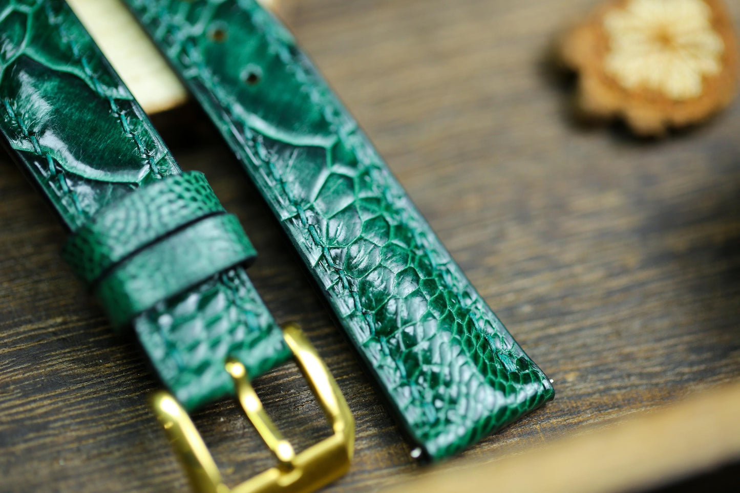 Green Ostrich Foot Leather Watch Strap 24mm 22mm 21mm 20mm 19mm Handmade Leather Watch Band Army Green Ostrich Leg Leather 18mm 16mm 14mm