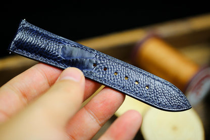 Dark Navy Blue Ostrich Foot Leather Watch Strap 24mm 22mm 21mm 20mm Leather Watch Band Deployant Clasp Ostrich Leg Leather 18mm 16mm 14mm