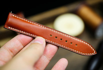 British Tan Vachetta Leather Watch Strap 24mm 22mm 21mm 20mm Leather Watch Band Deployant Clasp  Vachetta Brown Leather 18mm 16mm 14mm 12mm