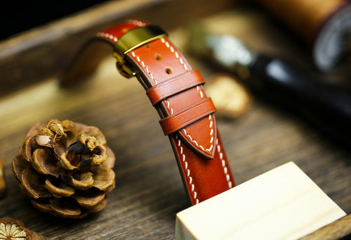 British Tan Vachetta Leather Watch Strap 24mm 22mm 21mm 20mm Leather Watch Band Deployant Clasp  Vachetta Brown Leather 18mm 16mm 14mm 12mm
