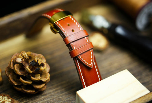 British Tan Vachetta Leather Watch Strap 24mm 22mm 21mm 20mm Leather Watch Band Deployant Clasp  Vachetta Brown Leather 18mm 16mm 14mm 12mm