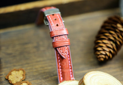 Salmon Pink Alligator Leather Watch Strap 24mm 22mm 21mm 20mm 19mm Handmade Leather Watch Band Clasp Pastel Pink Alligator 18mm 16mm 14mm