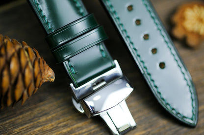 Green Shell Cordovan Watch Strap Leather Medium Army Green Cordovan 24mm 22mm 20mm Strap Deployant Clasp Leather 18mm 16mm 14mm Watch Band