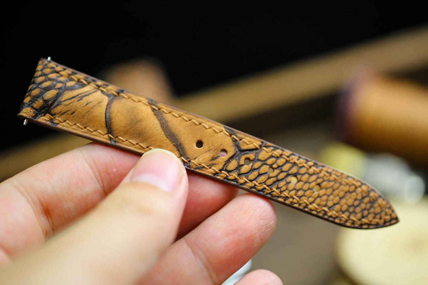 Waxy Brown Ostrich Foot Leather Watch Black Brown Strap 24mm 22mm 21mm 20mm Handmade Leather Watch Band Ostrich Leg Leather 18mm 16mm 14mm