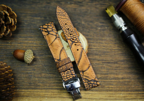 Waxy Brown Ostrich Foot Leather Watch Black Brown Strap 24mm 22mm 21mm 20mm Handmade Leather Watch Band Ostrich Leg Leather 18mm 16mm 14mm