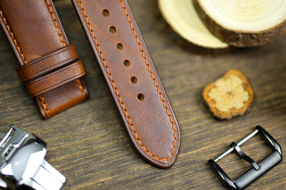Brown Vachetta Leather Watch Strap 24mm 22mm 21mm 20mm Leather Watch Band Deployant Clasp  Vachetta Brown Leather 18mm 16mm 14mm 12mm