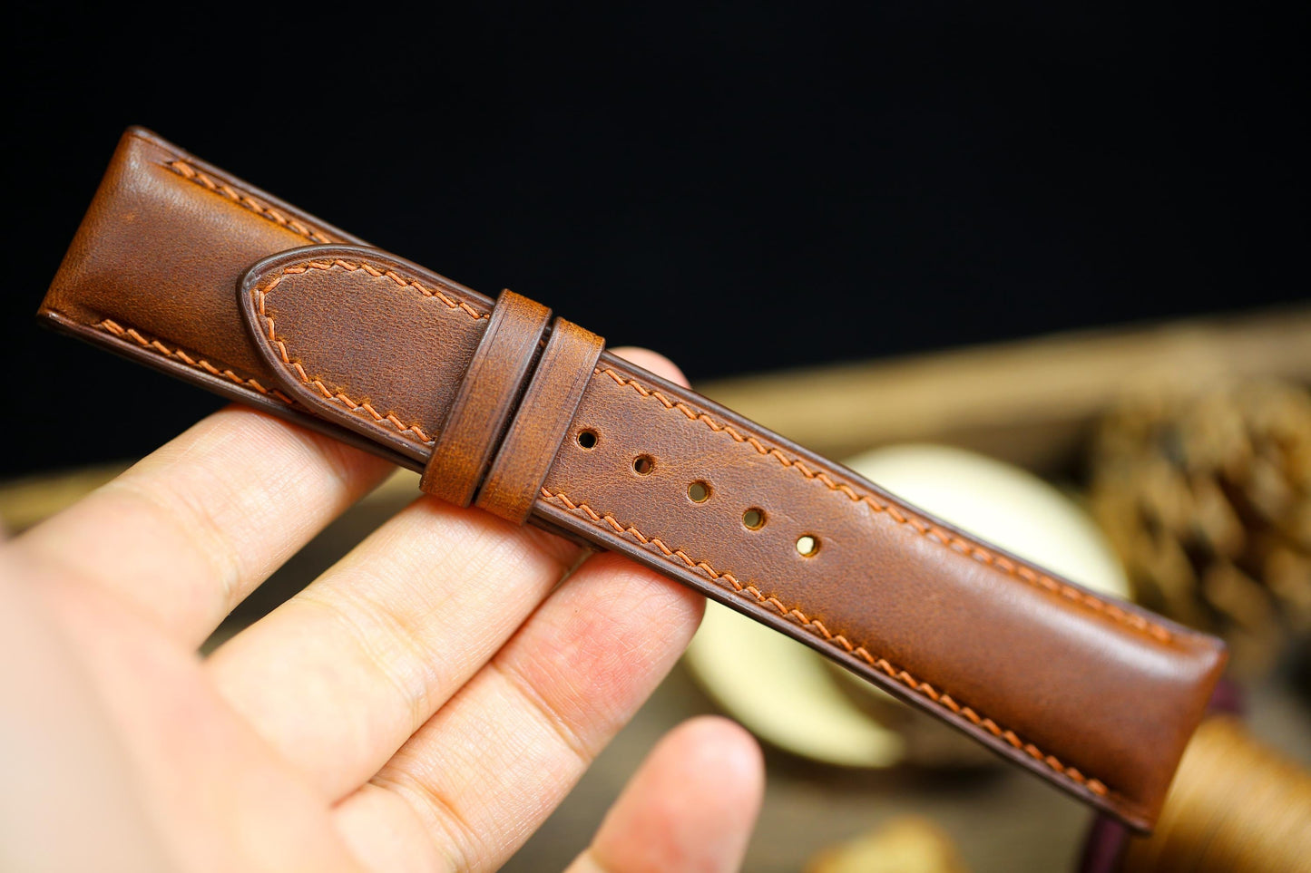 Brown Vachetta Leather Watch Strap 24mm 22mm 21mm 20mm Leather Watch Band Deployant Clasp  Vachetta Brown Leather 18mm 16mm 14mm 12mm
