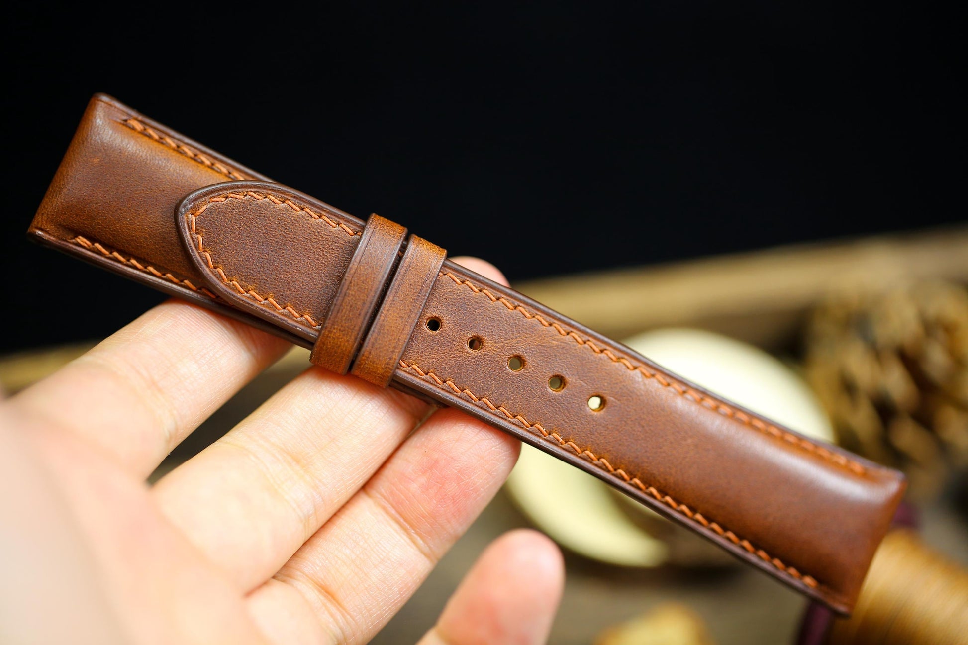 Brown Vachetta Leather Watch Strap 24mm 22mm 21mm 20mm Leather Watch Band Deployant Clasp  Vachetta Brown Leather 18mm 16mm 14mm 12mm