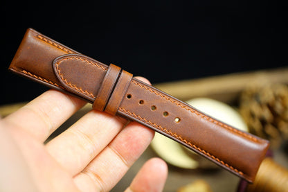Brown Vachetta Leather Watch Strap 24mm 22mm 21mm 20mm Leather Watch Band Deployant Clasp  Vachetta Brown Leather 18mm 16mm 14mm 12mm