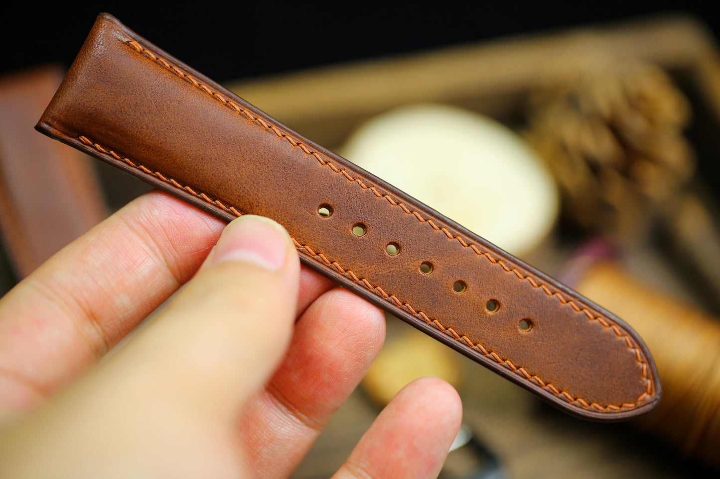 Brown Vachetta Leather Watch Strap 24mm 22mm 21mm 20mm Leather Watch Band Deployant Clasp  Vachetta Brown Leather 18mm 16mm 14mm 12mm