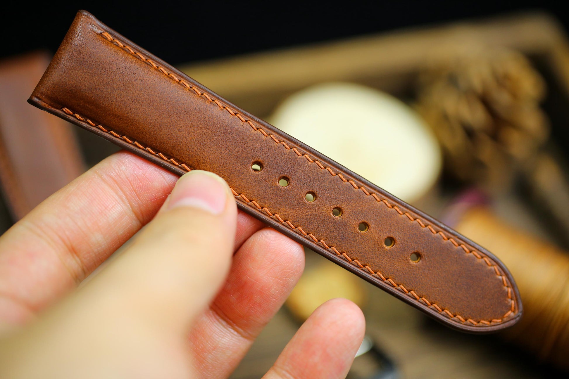 Brown Vachetta Leather Watch Strap 24mm 22mm 21mm 20mm Leather Watch Band Deployant Clasp  Vachetta Brown Leather 18mm 16mm 14mm 12mm