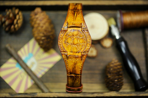 Vintage Alligator Leather Bund Strap Waxy Style Leather 20mm 22mm Watch Band 16mm 24mm Leather Watch Band 18mm Watch Strap Watch Band Cuff