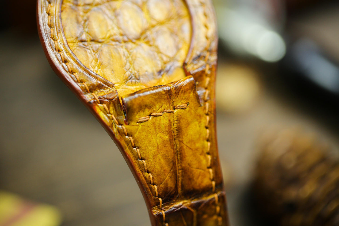 Patina Brown Alligator Leather Bund Strap Waxy Style 20mm 22mm Bund Watch Band 16mm 24mm Leather Watch Band 18mm Watch Strap Watch Cuff Band