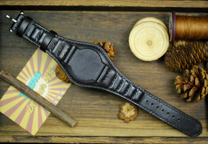 Padding Style Leather Bund Strap 20mm 22mm Bund Straps Watch Band 16mm 24mm Leather Watch Band 18mm Watch Strap Watch Band Cuff Band