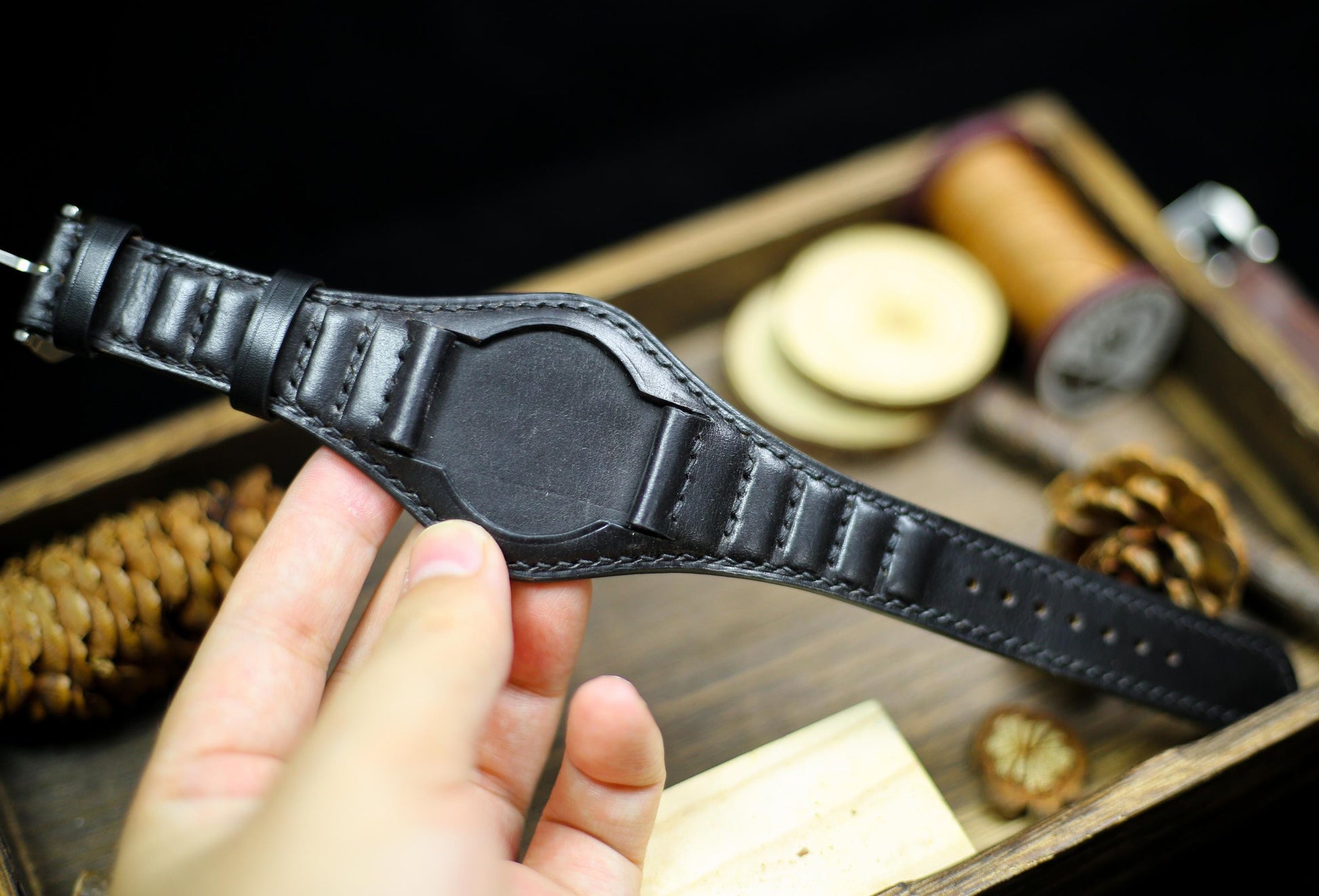 Padding Style Leather Bund Strap 20mm 22mm Bund Straps Watch Band 16mm 24mm Leather Watch Band 18mm Watch Strap Watch Band Cuff Band