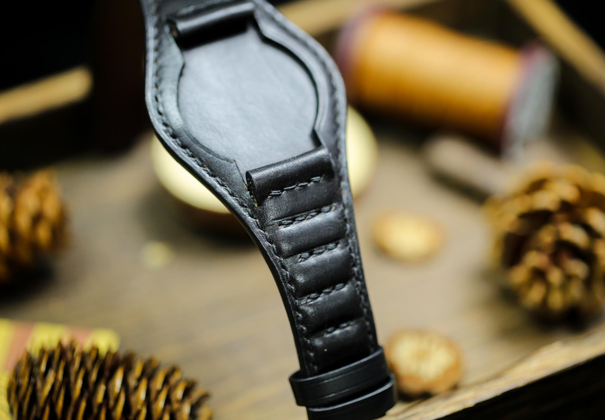 Ribbed Padded Watch Strap Leather Bund Strap 20mm 22mm Bund Straps Watch Band 16mm 24mm Leather Watch Band 18mm Watch Strap Watch Cuff Band