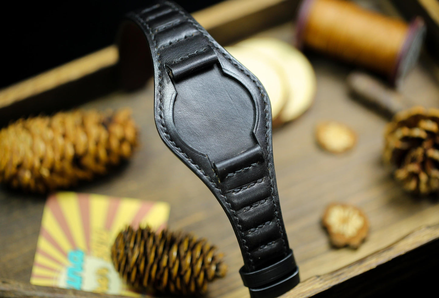 Ribbed Padded Watch Strap Leather Bund Strap 20mm 22mm Bund Straps Watch Band 16mm 24mm Leather Watch Band 18mm Watch Strap Watch Cuff Band