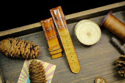 Faded Tan Brown Alligator Leather Watch Strap Sizes 14mm 15mm 16mm 18mm 19mm 20mm 21mm 22mm 23mm 24mm Watch Strap Men Deployant Clasp Strap