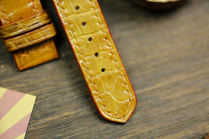 Faded Tan Brown Alligator Leather Watch Strap Sizes 14mm 15mm 16mm 18mm 19mm 20mm 21mm 22mm 23mm 24mm Watch Strap Men Deployant Clasp Strap