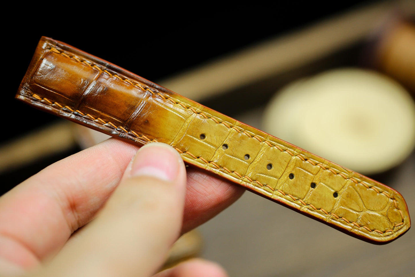 Faded Tan Brown Alligator Leather Watch Strap Sizes 14mm 15mm 16mm 18mm 19mm 20mm 21mm 22mm 23mm 24mm Watch Strap Men Deployant Clasp Strap