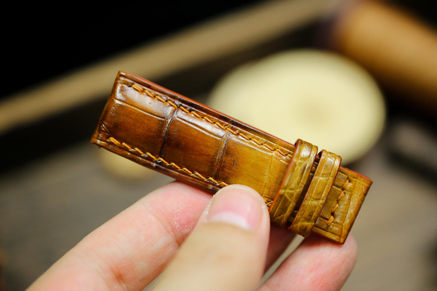 Faded Tan Brown Alligator Leather Watch Strap Sizes 14mm 15mm 16mm 18mm 19mm 20mm 21mm 22mm 23mm 24mm Watch Strap Men Deployant Clasp Strap